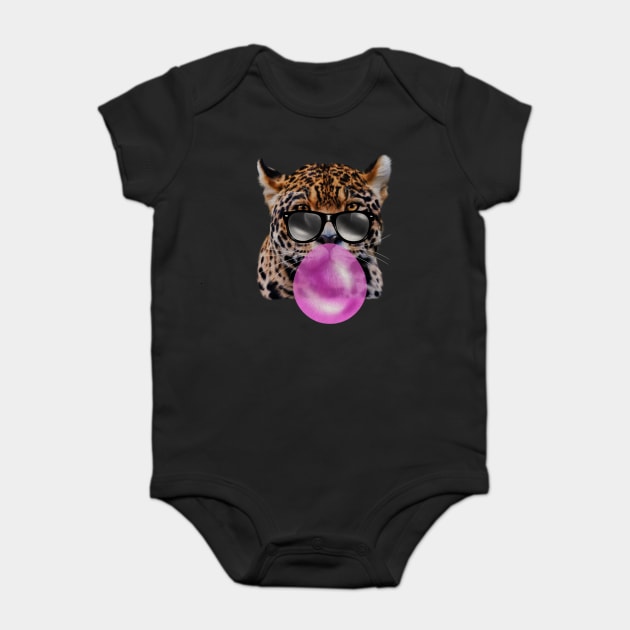 Jaguar with Blowing Gum, Love Big Cats Baby Bodysuit by logiamerch